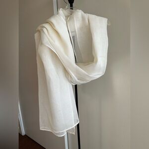 New Fabindia Kota 100% cotton shawl wrap stole Dupatta 96" long white or gray